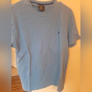 Polo by Ralph Lauren  Blue Waffle Weave  T-Shirt Size Large, Dark Sky Blue